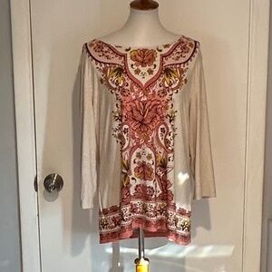 JM Collection Women's Printed Jacquard Top - Size XL - NEW‎ With Tags.
